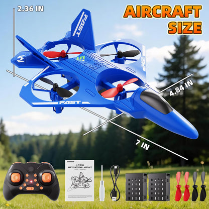 Remote Control Airplane Drone for Kids Ages 4-6-8-10-12, RC Plane Jet Drone with One Key Take Off-Landing, Headless Mode, 360° Flip for Kids Boys Beginners, Outdoor Flying Toys Birthday Gifts for Boys