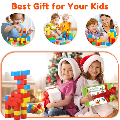 Magnetic Blocks,1.42 inch 32pcs Large Magnetic Building Block for Toddlers 3 4 5 6 7 8 Year Old Boys Girls Color Magnet Cubes Learning Toys for Kids 1-3 Sensory Toys Age 4-8 Christmas Birthday Gifts