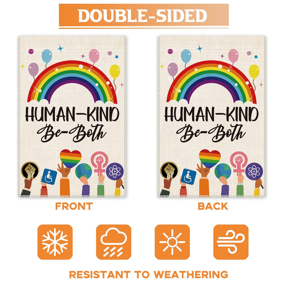 Hague Humankind Be Both Welcome Garden Flag, Be Kind Flag Yard Farmhouse Decorations, Ally Disability Equality Indigenous People Garden House Flag Home Yard Lawn Decorations