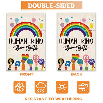 Hague Humankind Be Both Welcome Garden Flag, Be Kind Flag Yard Farmhouse Decorations, Ally Disability Equality Indigenous People Garden House Flag Home Yard Lawn Decorations