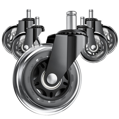 ASHGOOB Office Chair Wheels, Set of 5 Caster Wheels Office Accessories, 3 Inch Heavy Duty Casters for Chairs to Replace Office Chair Mats, Smooth & Quiet Universal Fit for Most Chairs(5 Pack)