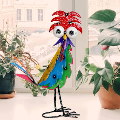 Natelf Outdoor Wacky Metal Rooster Yard Statue Decoration Roosters Decor Garden Statues Chicken Figurine Outside Decorations for Courtyard