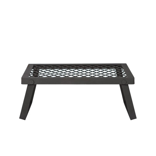 Amazon Basics Heavy-Duty Portable Camping Grill Grate for Outdoor Open Flame Cooking, Foldable, Sturdy, 15.9" x 12.2", Black