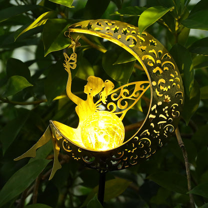 ZKLiLi Solar Lights Garden Decorations,Moon Fairy Light,Solar Statues Outdoor Decor,Warm LED Light for Pathway Lawn Patio Courtyard Gifts for Mom Grandma Women