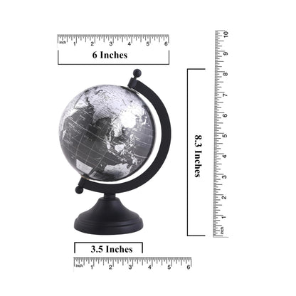 Rely+ 5" World Globe With Sturdy Metal Stand (NOT PLASTIC!) - Desktop Globes For Home Desk Table Office Decor - Book Shelf Decor Globe - 5 Inch - Metallic Black