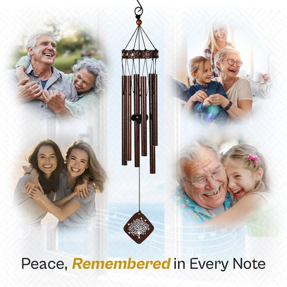 Memorial Wind Chimes I Tree of Life Wind Chime I Windchimes in Memory of a Loved One I Bereavement Gift for Loss of Father, Mother, Wife, Husband I Condolence Remembrance Gift I 29" Bronze