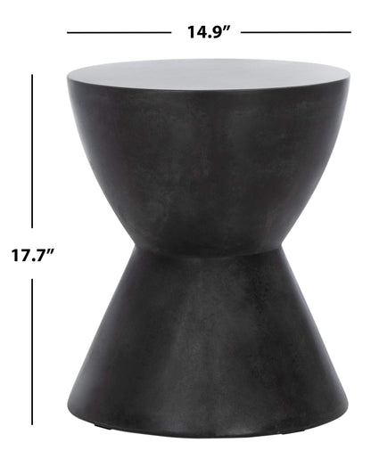 Safavieh Outdoor Athena Black Modern Concrete Round Accent Table