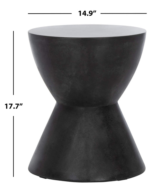 Safavieh Outdoor Athena Black Modern Concrete Round Accent Table