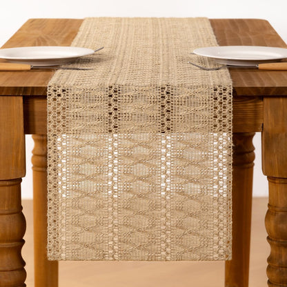 MLMC Burlap Boho Table Runner Farmhouse Burlap Jute Table Runner 36 inch Long Rustic Woven Table Centerpiece Decor for Dinning Kitchen Wedding Bridal Shower Eveyrday Use 12x36 Inch