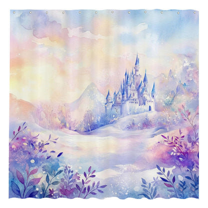 Funnytree Dreamy Snow Castle Shower Curtain 72"x72" - Waterproof Fabric Bathroom Decor for Kids Boys Girls Men Women, Easy Care Washable (Hooks Not Included)