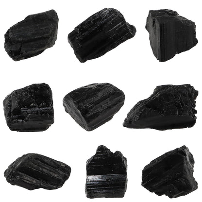 1Lb Natural Rough Black Tourmaline Crystals Stone Large Raw Black Tourmaline Healing Stones Bulk for Tumbling, Wicca & Reiki, Polishing, Wire Wrapping