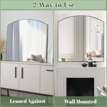 GIFTTROVE Matte Black Arched Window Mirror, 36" Metal Frame Decorative Wall Mirror, Windowpine Mirrors for Living Room, Bedroom, Entryway