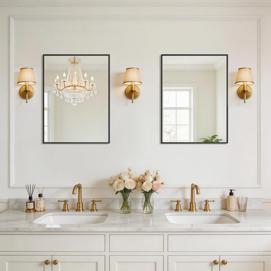 DESBING Black Bathroom Mirror for Wall,2 Pack 18x24 Inch Rectangle Mirrors with Metal Frame, Modern Vanity Wall Mirror Decor for Entryway Hangs, Bathroom Living Room Horizontal or Vertical