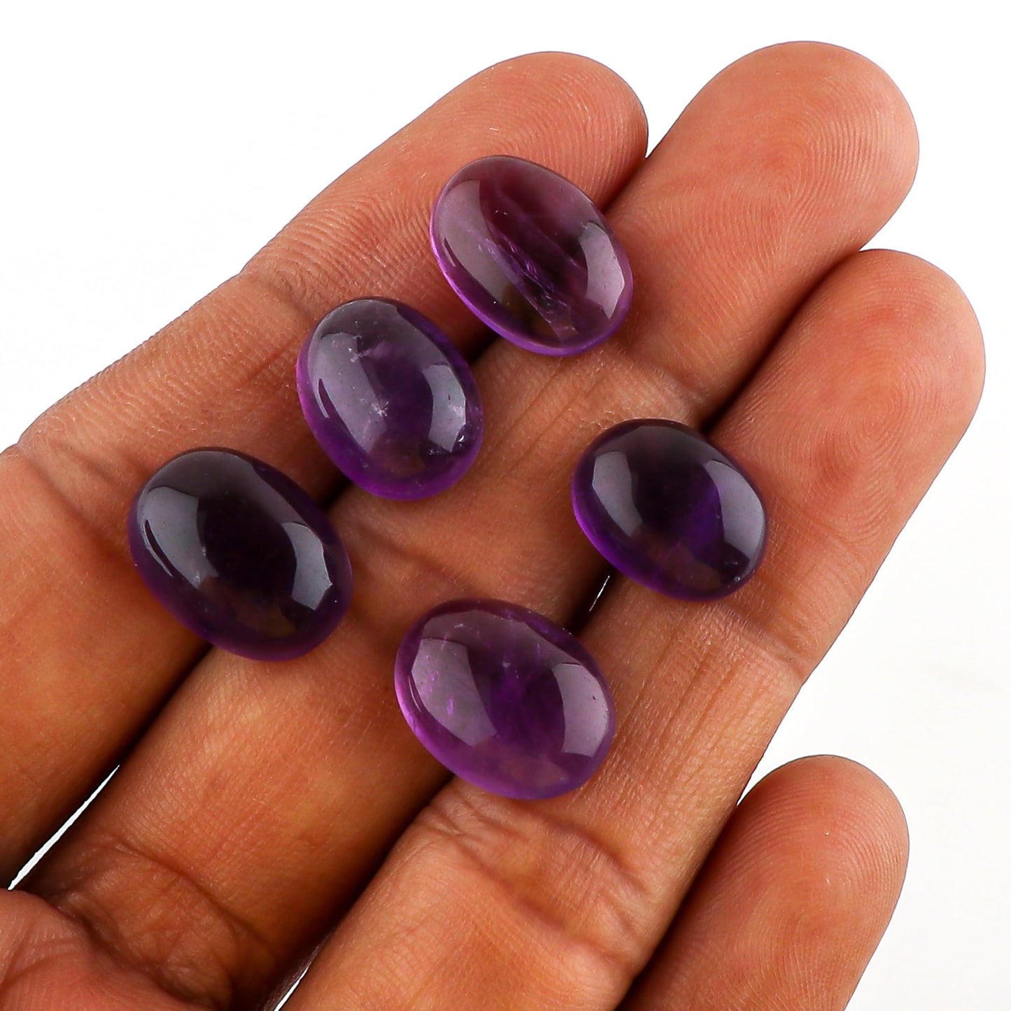 CRYSTALINES 5pcs, Wholesale Natural Purple Amethyst Gemstones, Bulk Flatback Cabochon Stones, DIY Jewelry Making, Healing Crystals, Wire Wrapping, February Birthstone, Gem Collection