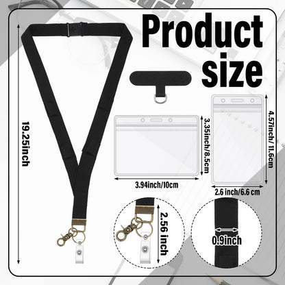 Relaxweex Teacher Lanyard with Pen Holder for ID Badges with Safety Breakaway Buckle for Phone Case Accessories Teacher Gift(Black,Solid)