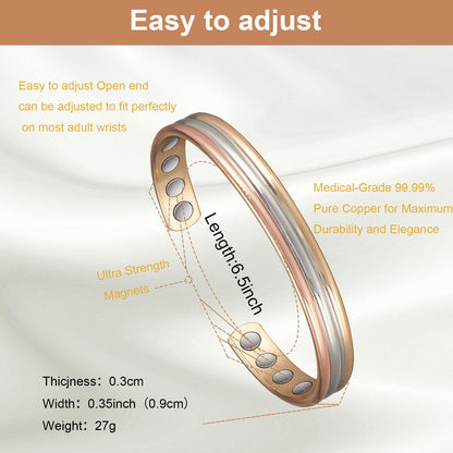 EnerMagiX Copper Bracelets for Women, 99% Pure Copper Tricolour Gold Adjustable Bracelet, Copper Jewelry (0945SRG)