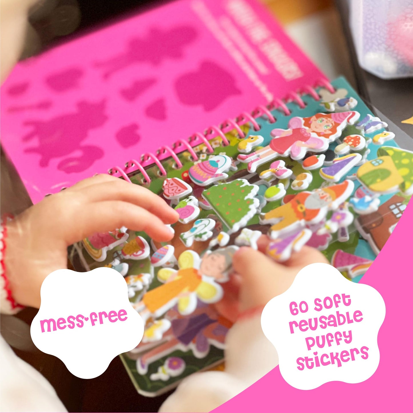 DINO MINI Stickypuff Value Pack - 3 Reusable Puffy Sticker Book for Toddlers - Puffy Stickers for Toddlers - Travel Activities for Kids Ages 4-8 - Screen Free Birthday Gifts (Wonderland)