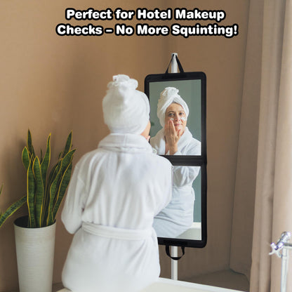 LPHUMEX Foldable Full Length Dance Mirror – 33” Portable Shatterproof Hanging Mirror, Folding Full Length Travel Mirror for Dancing, Camping, RV
