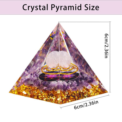 Crystal Pyramid, Rose Quartz & Amethyst Healing Crystal Pyramid Porstive Energy Generator, Natural Crystals Energy Pyramid for Attract Wealth Success and Lucky