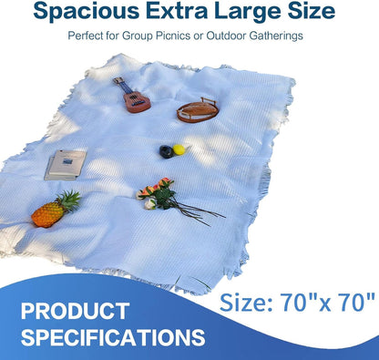 Zyntrytong 70"x 70" Picnic Blanket Extra Large,Layer Outdoor Blanket for 5 to 7 Adults,Camping Grass Lawn Park Accessories Cute Couple Gifts Ideas Wedding Registry for Camping, Park, Beach (Gray)