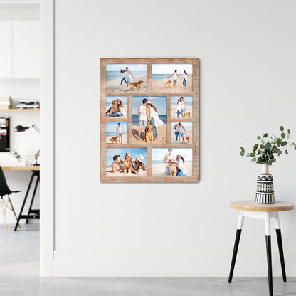YESKAY Picture Frame Collage for 6x8 and 5x7 and 4x4 Photos - 9 Openings Rustic Brown Picture Frame with Real Glass,Family Picture Frames Wall Decor(1 Pack)