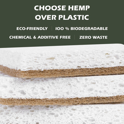 Isshah Plant-Based Kitchen Sponges - Natural, Eco-Friendly, Biodegradable Sisal Hemp Sponges for Dishes, Cleaning Sponge for Kitchen, Bathroom, Household - 24 Count
