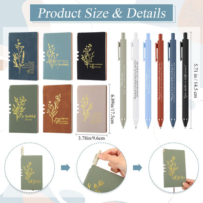 Didaey 6 Sets Employee Appreciation Gifts Set 13oz Boho Floral Ceramics Coffee Mugs with A6 Leather Notebooks Ballpoint Pens Bulk Office Thank You Gift for Coworkers Staff Team Nurse