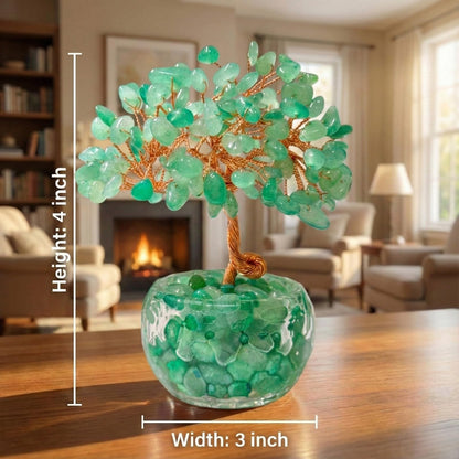 VELNORIX Green Aventurine Crystal Tree of Life - Natural Gemstone Feng Shui Bonsai - Healing Crystals Decor for Office, Attract Luck & Opportunity - Spiritual Gifts for Men & Women (Green)