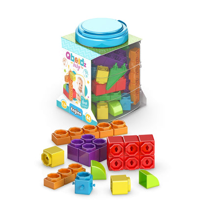 Engino Baby Qboidz, My First Steps Educational Playset for Ages 1.5+, Building Blocks for Toddlers, Motor Skills Toys for Toddlers, STEM Kit for Children, Preschool Learning Toys, Medium Tube