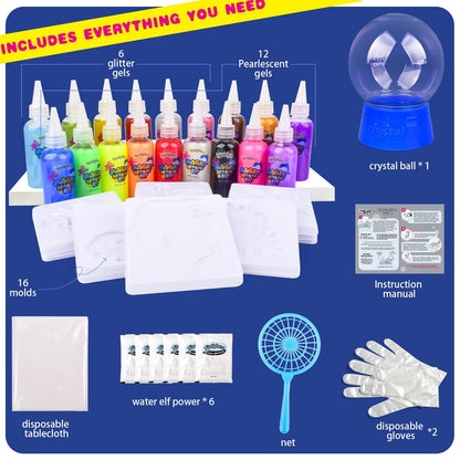 NiuSphere Magic Water Elf Toy Kit - Aqua Gel Water Pets, 18 Gels & 16 Molds, DIY Squishy Maker Kit, Craft Art for Kids, Make Your Own Squishies Sensory Toys, 4 5 6 7 8 9 10 Year Old Boy Girl Gifts