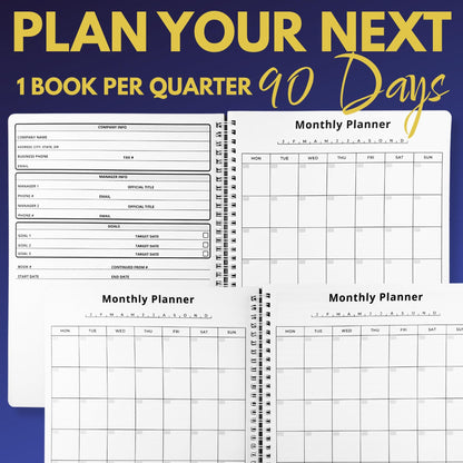 Manager’s 90-Day Planning Journal by Field Equipt – Professional Project Organizer for Work with Daily Activity Logs & Goal Setting – Durable, Spill-Proof Cover for Office & Field Management
