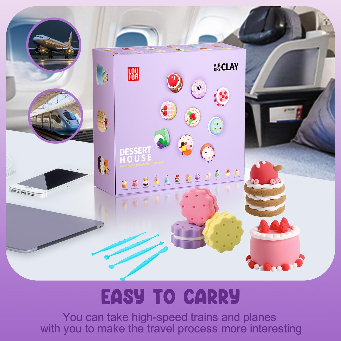 LOUFOR Air Dry Clay Kits - Modeling Clay for Kids, Ultra Light & Soft, Safe & Non-Toxic, 12 Boxes DIY Model Magic Clay with Sculpting Tools & Tutorials, Creatible Art Crafts Toys Gifts Boys Girls