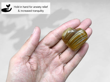 Amazing Gemstone Fluorite Crystal Heart Palm Stone - Pocket Massage Worry Stone for Natural Body Chakra Balancing, Reiki Healing and Crystal Grid