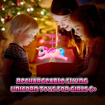 QUANA Remote Control Helicopter, Flying Unicorn Toys Rc & Hand Control Flying Ball Toy Rc Helicopter Mini Drone for Kids Girls Age 6-8 9 10 11 12 Years Old Birthday Gifts