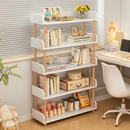 OSCHF 5-Tier Wooden Open Bookcase - Modern Display Bookshelf with Top Edge and Solid Wood Frame for Home and Office, Storage Cabinet, Warm White