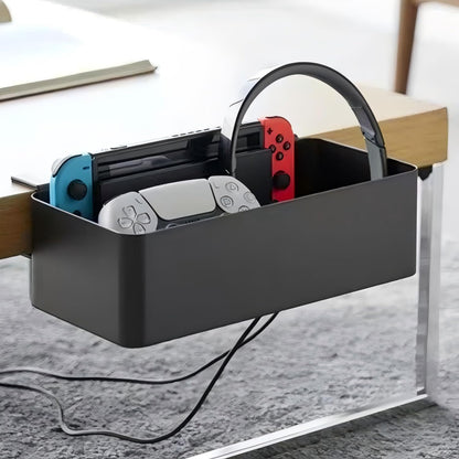 MAGSNOIC No Drill Desk Side Storage,Hanging Organizer,Clamp on Table Basket,Minimalist,Metal material,To Store Office Accessories, Gaming Devices,Storage for Office & Home,Black
