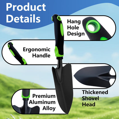 PIEMEET 12 Pcs Garden Shovel, Aluminum Alloy Trowel Garden, Heavy Duty Small Shovels, Metal Hand Trowel, Hand Shovel with Ergonomic Handle, Gardening Tools for Digging Weeding Planting Transplanting
