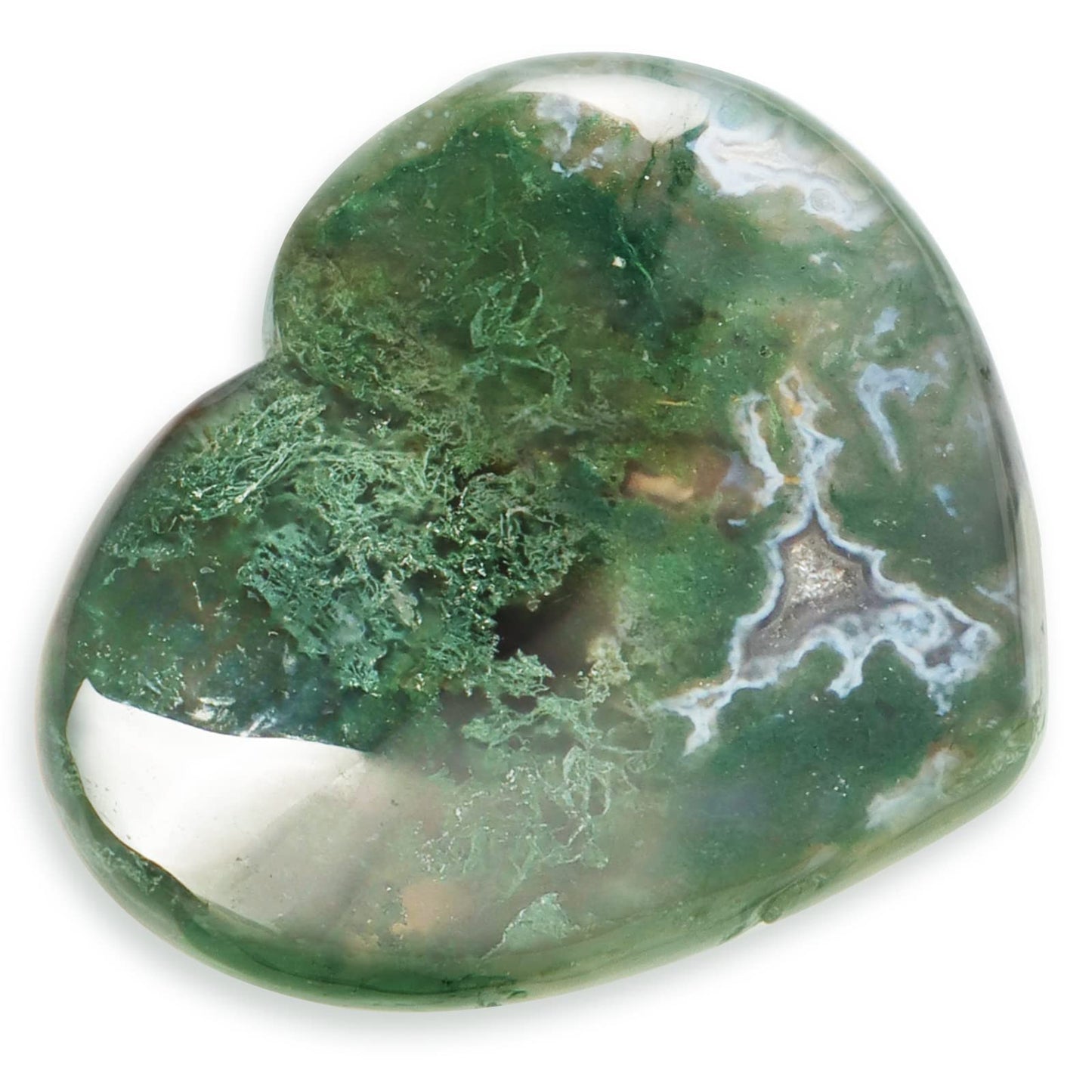 Artistone Crystals Heart 2Inch Moss Agate Heart Stones Healing Crystal Carved Palm Worry Stone Gemstone Chakra Reiki Balancing Meditation Massag Gift