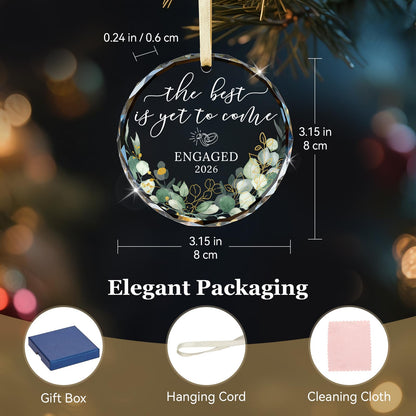 Emibele Engagement Gifts for Couples, Crystal Glass Engagement Gift for Newly Engaged Couples, Fiancee, Fiance, Just Engaged Decorations Bride to Be Gifts for Her, Round Crystal Ornament 2026