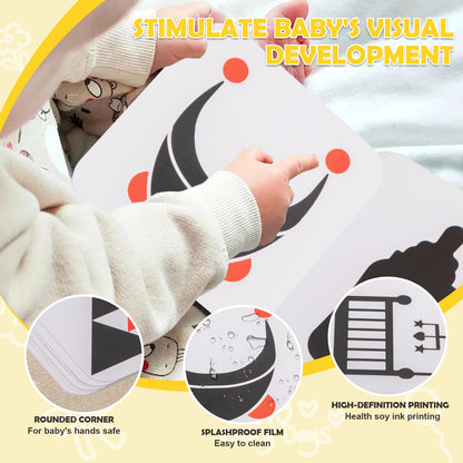 8 in 1 Montessori Toys for Babies 0-6 Month-Baby Tummy Time, Black White Card for Newborns,Rainmaker Rattle for Babies, Tissue Box,Spinning Drum,Ball with Bell-Baby Sensory Developmental Toys