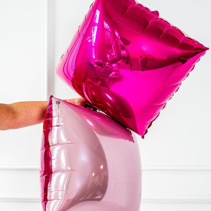Hot Pink and Rose Double Sided Square Foil Balloons Wall,19 Inches Pink Metallic Foil Balloons Tunnel Arch Kit for Girls Bachelorette,Wedding,Anniversary,Mothers Day Party Background Decorations