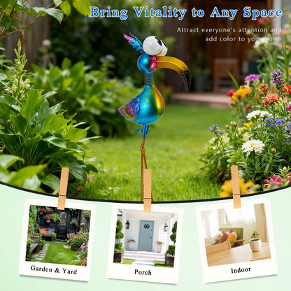 Giole 18.9" Metal Peacock Garden Statue - Weather-Resistant Outdoor Bird Figurine, Yard Art Decor for Lawns and Patios, Unique Gift for Gardening Enthusiasts