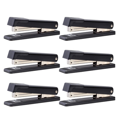 Bostitch Office Classic Metal Desktop Stapler, 20 Capacity, Dual Clinch, Opens for Tacking, Full-Strip, 6 Pack, Black
