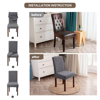YUEANG Waterproof Dining Chair Covers, Chair Covers for Dining Room Stretch Parsons Chair Slipcover, for Dining Room Kitchen Chair Protector Cover, Removable, Washable