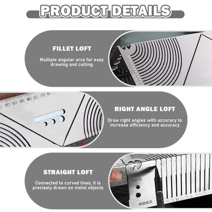 Xanadued 3 Pack Metal Marking Tool, Regla Giratoria Para Perfiles Metalicos, Precision Flex Angle and Arc Marker, Angle & Arc Marking Tool, Square Steel Pipe Bend Marking Tool