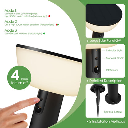 VerLuce Basin Series - 24.5" Solar Pathway Lights - Walkway Lights for Outside - PIR Sensor & Three Lighting Modes - Rechargeable Battery Lasts Up to 35 Hours - 2700K - Dark Sky Friendly - 4 Pack