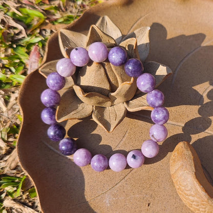 10mm Lepidolite Crystal Bracelet for Women Men | Natural Adjustable Handmade Lithium Purple Crystal Jewelry | Anxiety Relief & Stress - Emotional Balance | Fit for 7-8 inch Wrist
