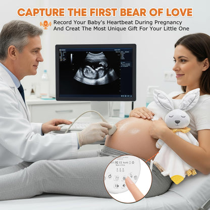 BEREST A10 Baby Lovey Music Box with 10 Soothing White Noise Sounds: Heartbeat, Lullabies, Shushing| Cry Sensor| Timer| Recording| Rechargeable Sleep Soother for Newborns| Plush Toy Insert| Baby Gift