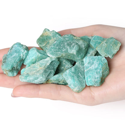 QINJIEJIE Amazonite Crystals Raw Stone Gemstones Healing Crystal Bulk Large 1" Rocks for Tumbling Cabbing Fountain Home Decoration Polishing Wicca Reiki Rough Stones
