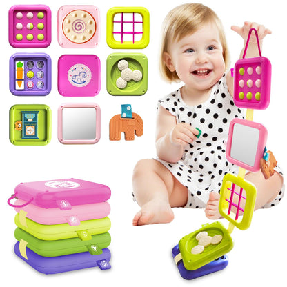 weirtoya Busy Board for 1 Year Old, Toddler Travel Toys for Toddler 1-3 Montessori Toys for 1 Year Old Travel Activities Cube Gifts for Baby Boy Girl My First Montessori Busy Board